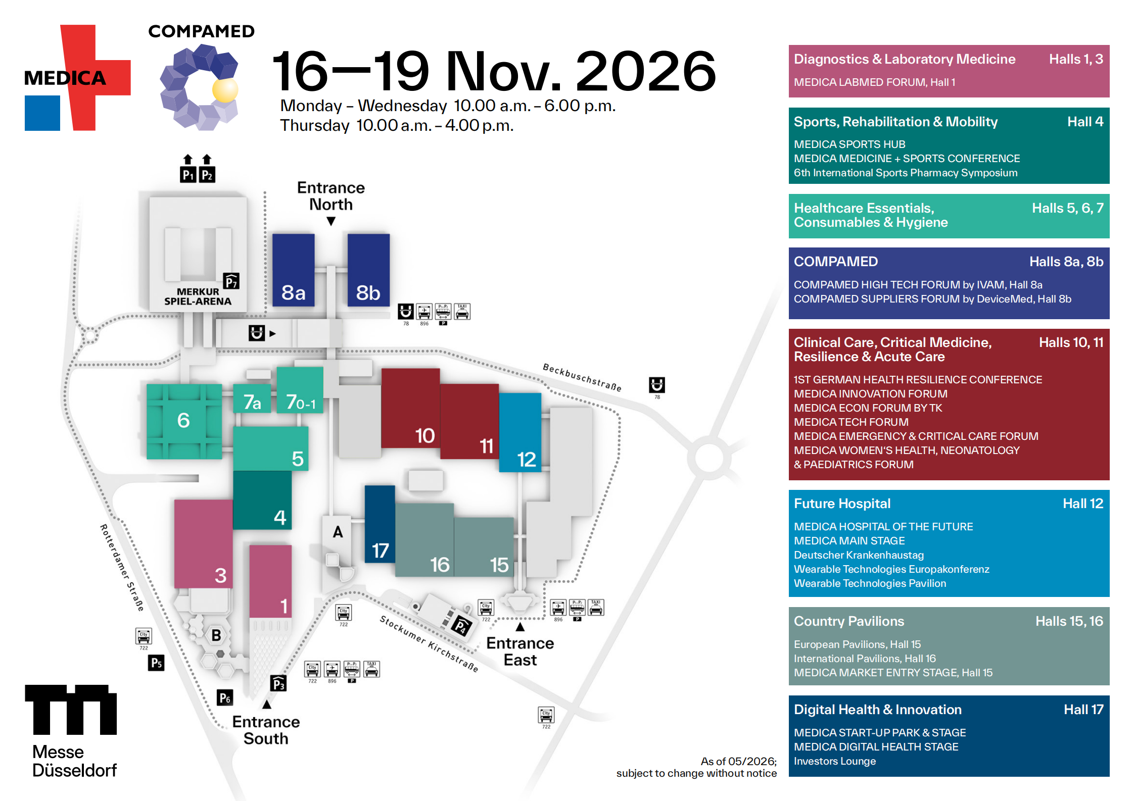 2026年德国杜塞尔多夫医疗器械展览会MEDICA展馆图